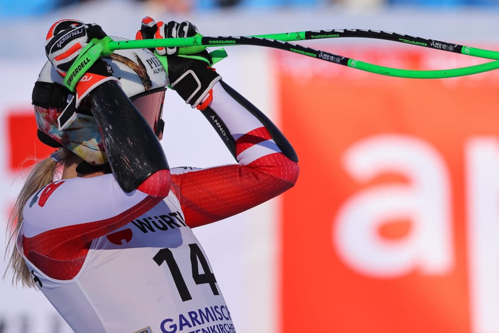 Brignone, Huetter share victory at Garmisch SG